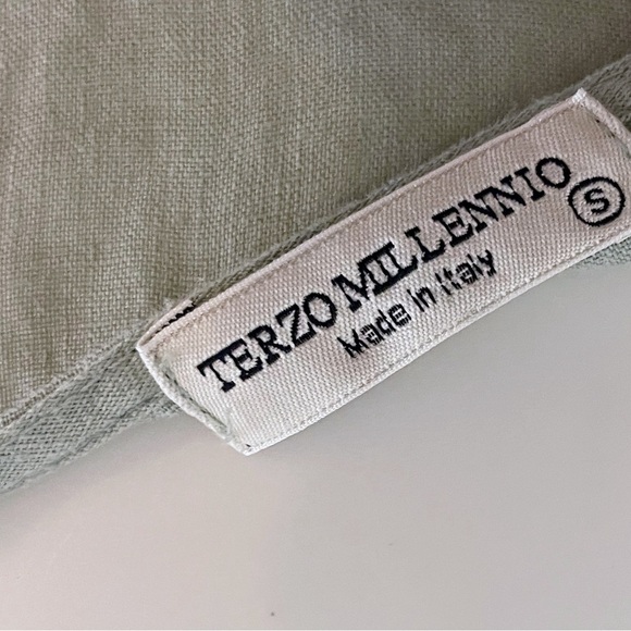 Terzo Millennio Hi-low Linen Sage Top S Casual Chic Boho Summer Fall Minimalist - Picture 5 of 5